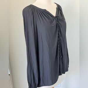 Ramy Brook Women’s Gray Tie Lace up Blouse Size Medium